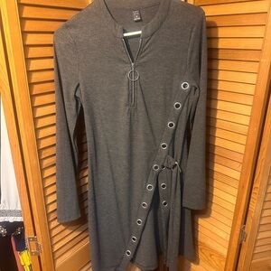 Gray Long Sleeve dress/tunic  with Ring Detail